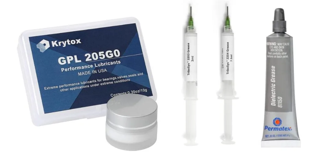 Krytox 205g0, TriboSys 3203, TriboSys 3204, & Permatex Dielectric Grease