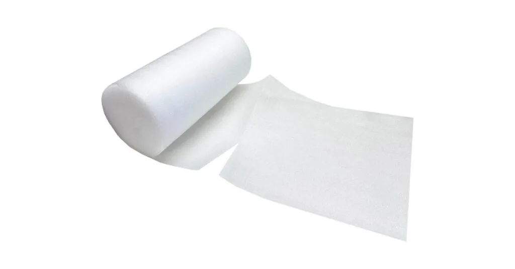 Close up of PE (Polyethylene) Foam roll and sheet