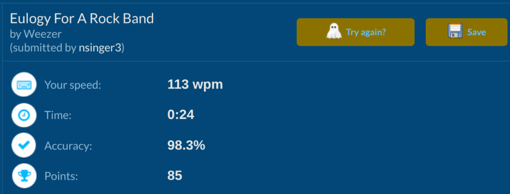 Glorious Panda TypeRacer Results