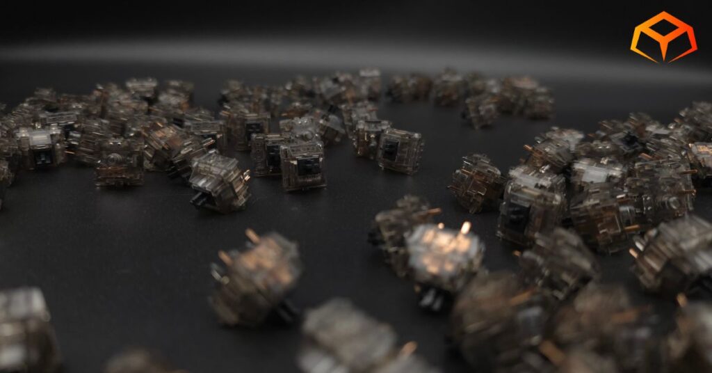 Close up shot of Gateron Ink Black switches spread out