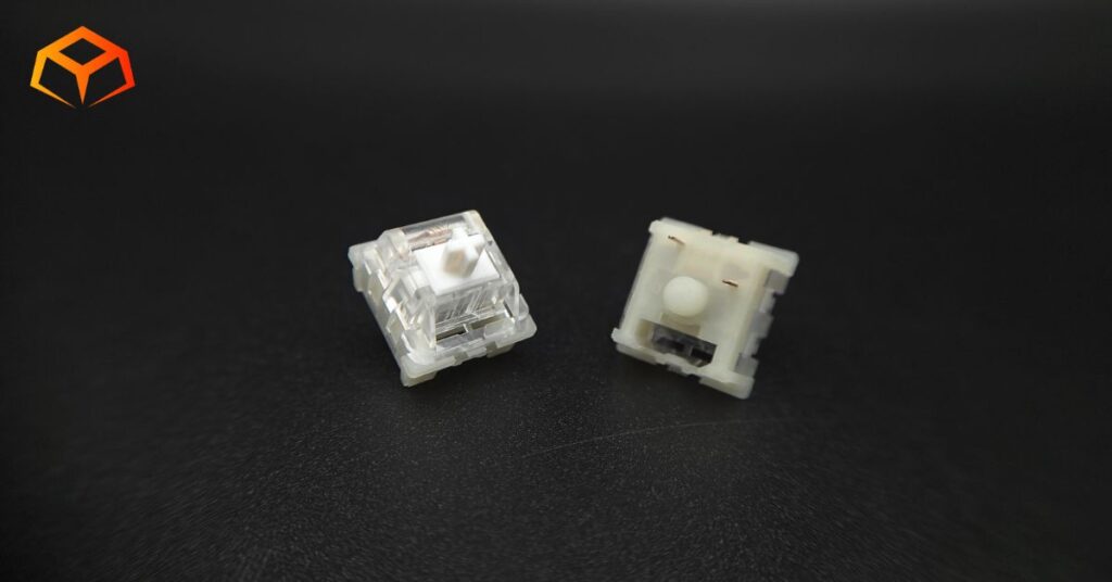 KTT Kang White linear switches side-by-side showing the top and bottom of the switches